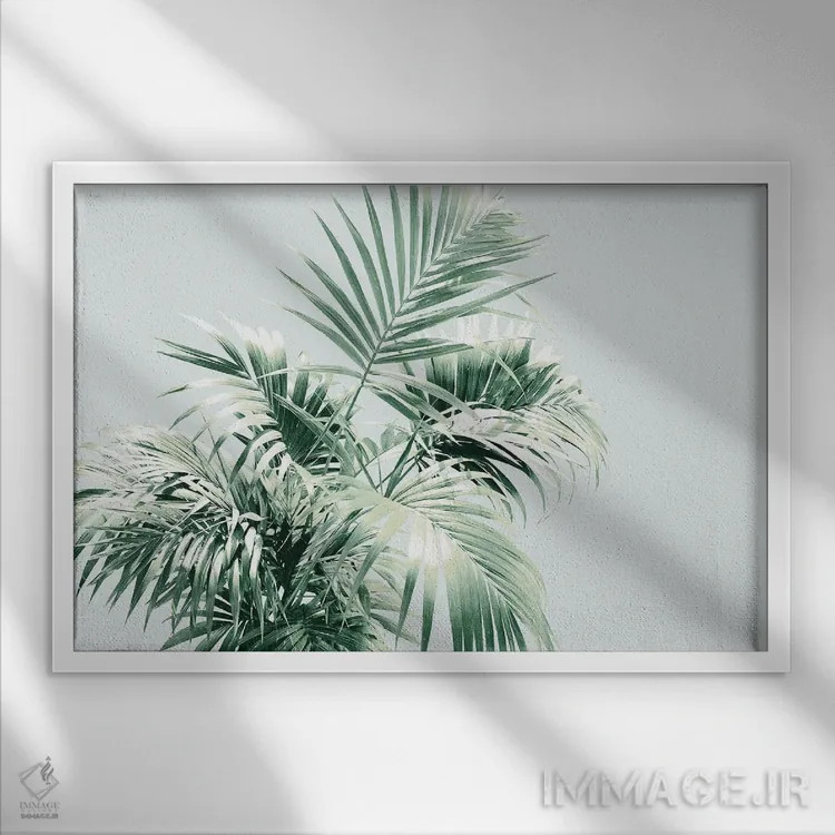 تابلو حس برگ نخل I اثر هنر آنیتا و بلا - نمای قابدار سفید
