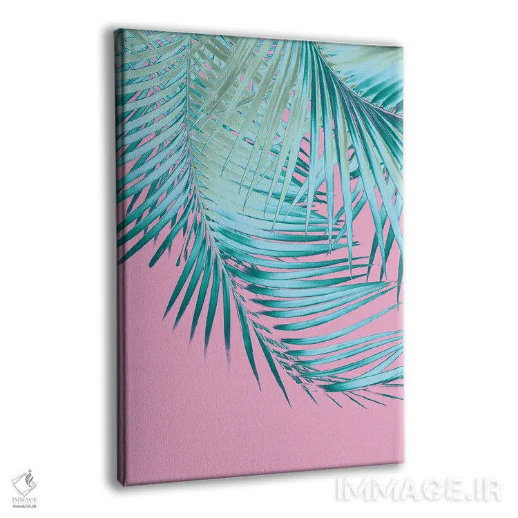تابلو برگ نخل با حس صورتی و آبی I اثر هنر آنیتا و بلا - نمای پرسپکتیو محصول