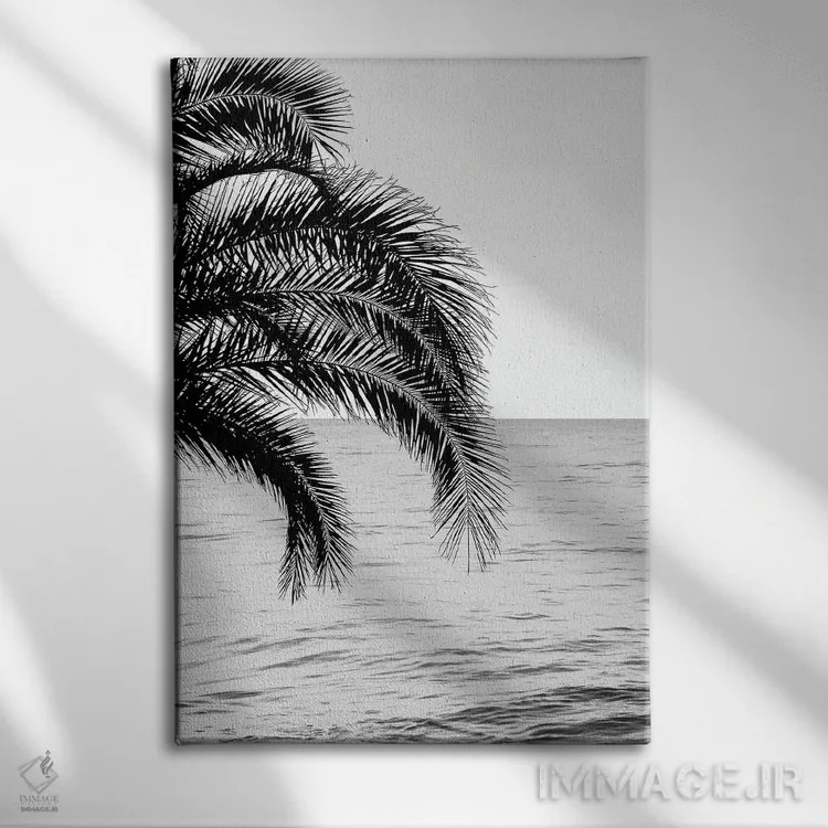 تابلو رویای اقیانوس و نخل IV اثر هنر آنیتا و بلا - نمای روبهرو روی دیوار