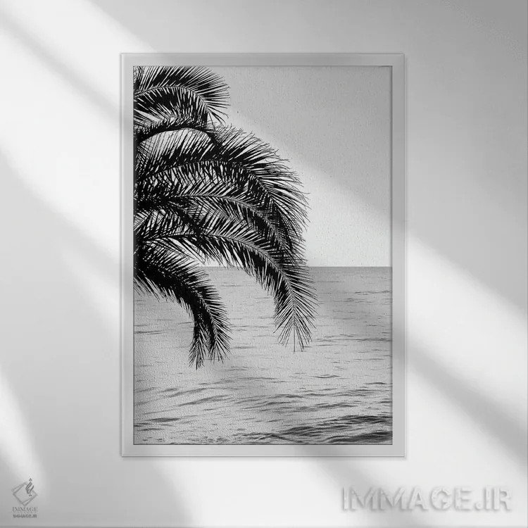 تابلو رویای اقیانوس و نخل IV اثر هنر آنیتا و بلا - نمای قابدار سفید
