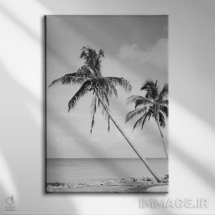 تابلو واحهٔ ساحلی با نخل II اثر هنر آنیتا و بلا - نمای روبهرو روی دیوار