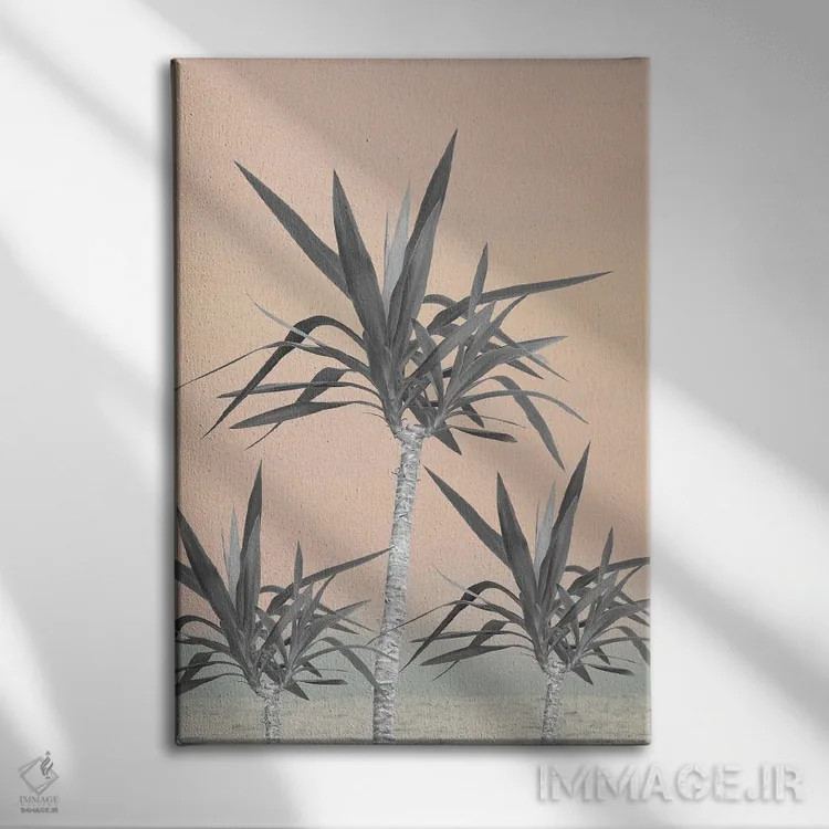 تابلو نخلهای کالیفرنیا با حس پاستلی تابستانی I اثر هنر آنیتا و بلا - نمای روبهرو روی دیوار