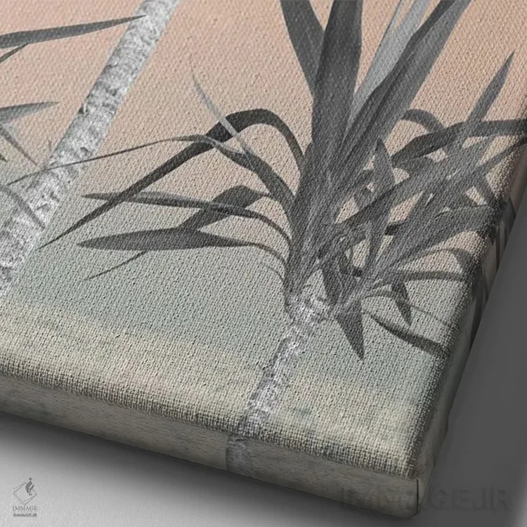 تابلو نخلهای کالیفرنیا با حس پاستلی تابستانی I اثر هنر آنیتا و بلا - نمای نزدیک بافت بوم