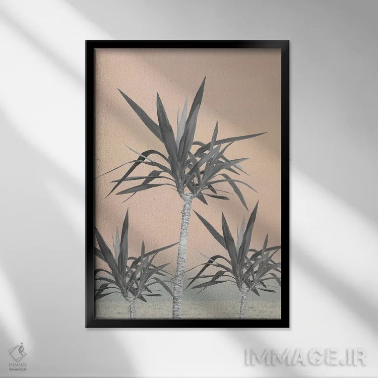 تابلو نخلهای کالیفرنیا با حس پاستلی تابستانی I اثر هنر آنیتا و بلا - نمای قابدار مشکی
