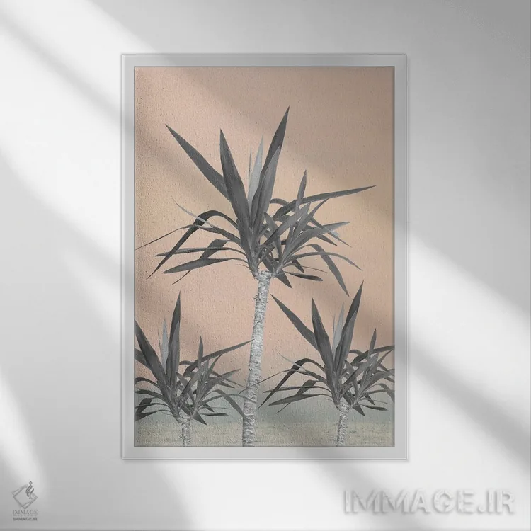 تابلو نخلهای کالیفرنیا با حس پاستلی تابستانی I اثر هنر آنیتا و بلا - نمای قابدار سفید