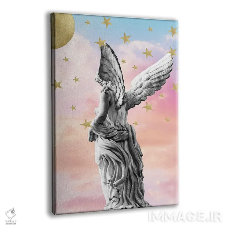 تابلو رویای فرشته مرمر پاستلی و آسمان پرستاره I اثر هنر آنیتا و بلا - نمای پرسپکتیو محصول