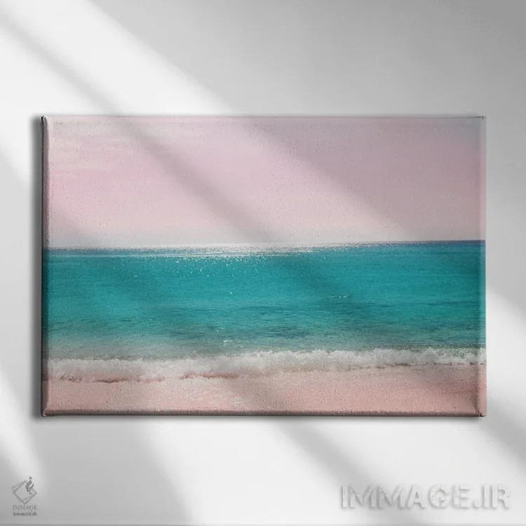 تابلو رویای آرامش ساحل اقیانوس پاستلی I اثر هنر آنیتا و بلا - نمای روبهرو روی دیوار
