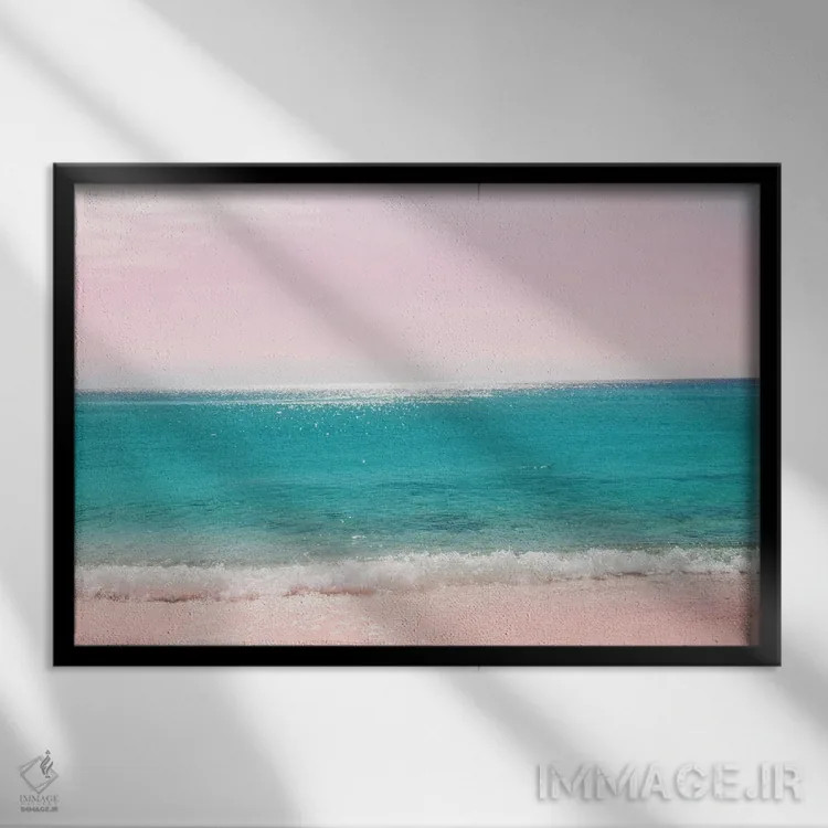 تابلو رویای آرامش ساحل اقیانوس پاستلی I اثر هنر آنیتا و بلا - نمای قابدار مشکی