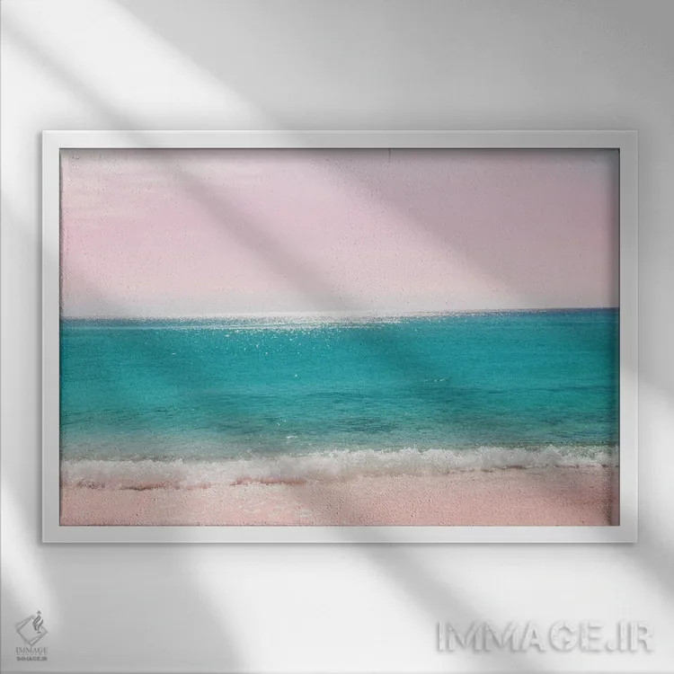 تابلو رویای آرامش ساحل اقیانوس پاستلی I اثر هنر آنیتا و بلا - نمای قابدار سفید
