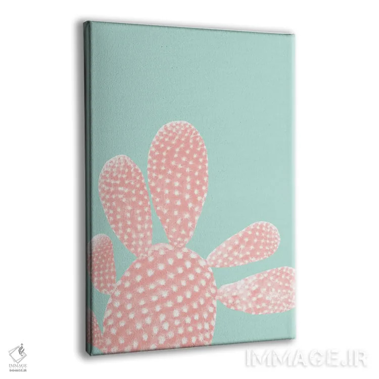 تابلو کاکتوس زردآلویی روی زمینه نعنایی؛ رویای تابستانی I اثر هنر آنیتا و بلا - نمای پرسپکتیو محصول