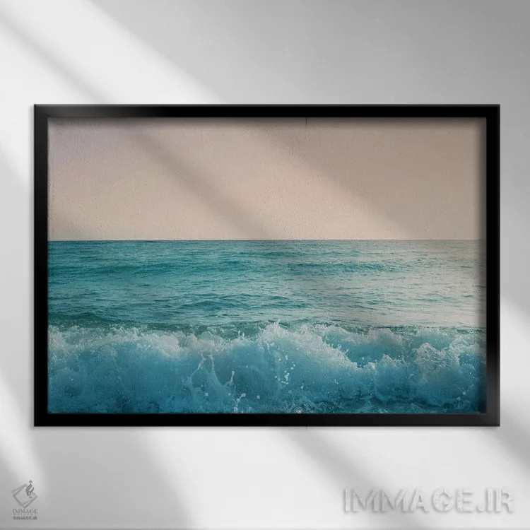 تابلو رویای موجهای اقیانوس پاستلی I اثر هنر آنیتا و بلا - نمای قابدار مشکی