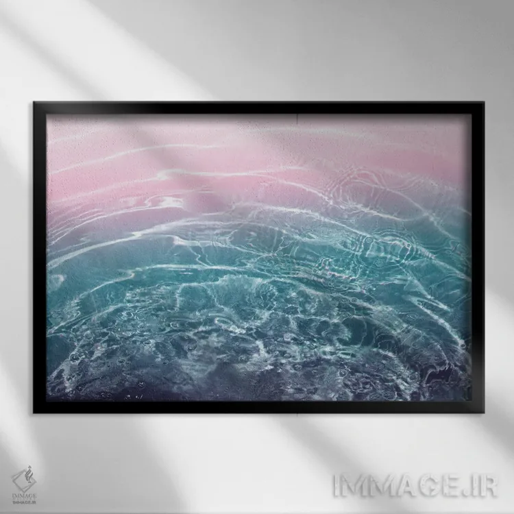 تابلو رویای اقیانوس آبی صورتی I اثر هنر آنیتا و بلا - نمای قابدار مشکی