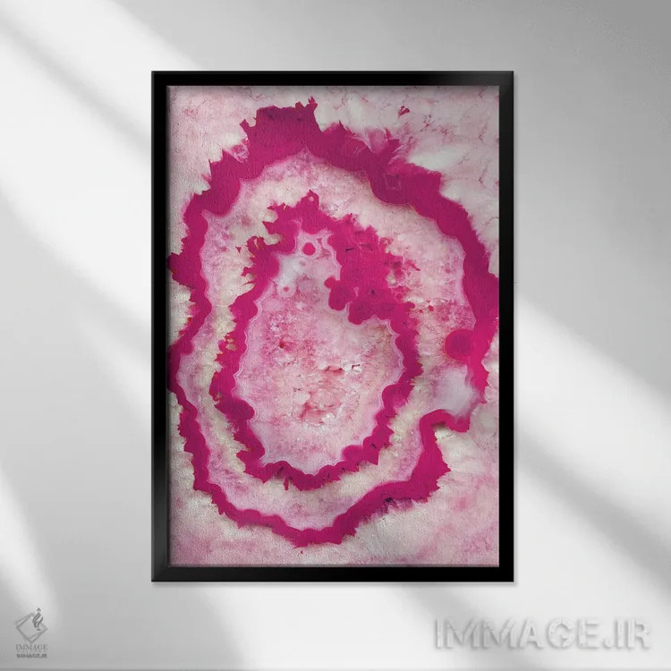 تابلو آگات گیلاسی صورتی I اثر هنر آنیتا و بلا - نمای قابدار مشکی