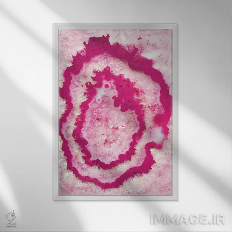 تابلو آگات گیلاسی صورتی I اثر هنر آنیتا و بلا - نمای قابدار سفید