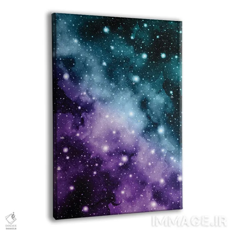 تابلو رویای سحابی کهکشانی بنفش و سبزآبی III اثر هنر آنیتا و بلا - نمای پرسپکتیو محصول