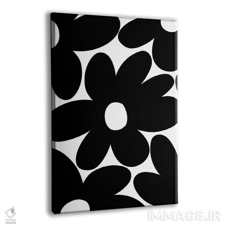 تابلو گلهای مرواریدی رترو در سیاه و سفید I اثر هنر آنیتا و بلا - نمای پرسپکتیو محصول