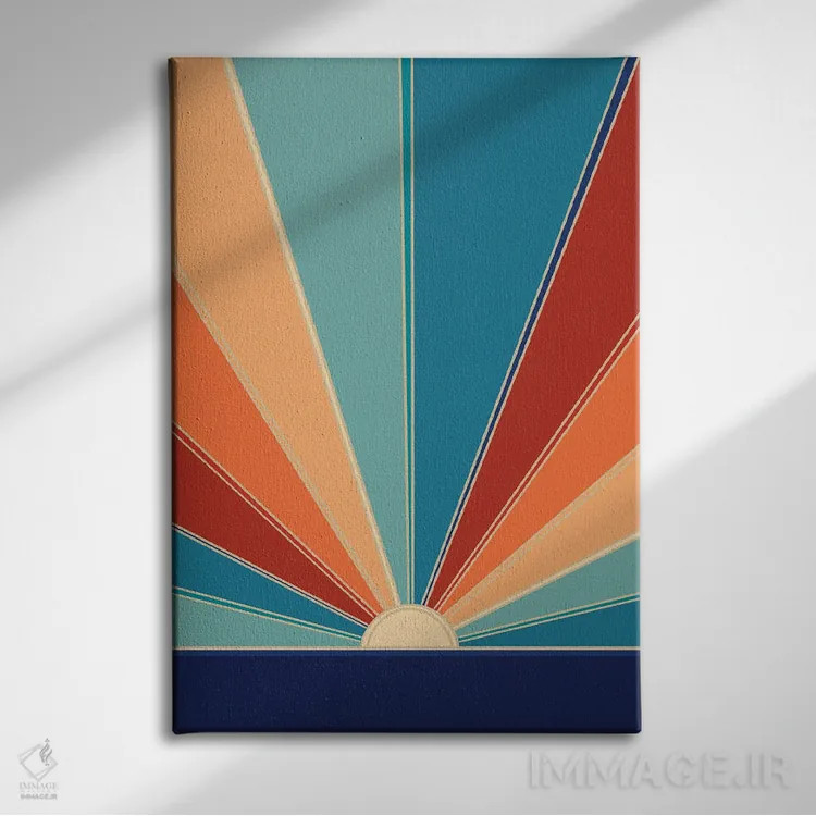 تابلو آفتاب تابستانی رترو براق I اثر هنر آنیتا و بلا - نمای روبهرو روی دیوار