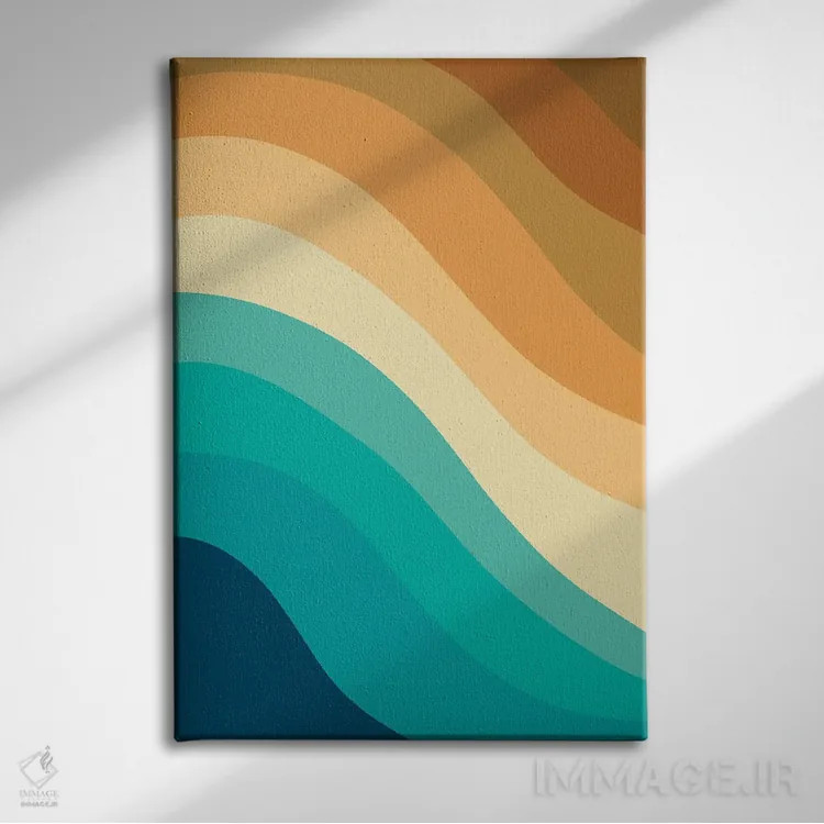 تابلو موج تابستانی رترو II اثر هنر آنیتا و بلا - نمای روبهرو روی دیوار