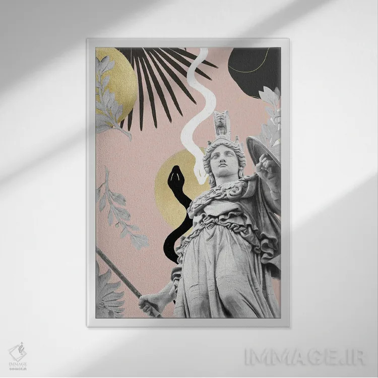 تابلو ظرافت مار آتنا II اثر هنر آنیتا و بلا - نمای قابدار سفید