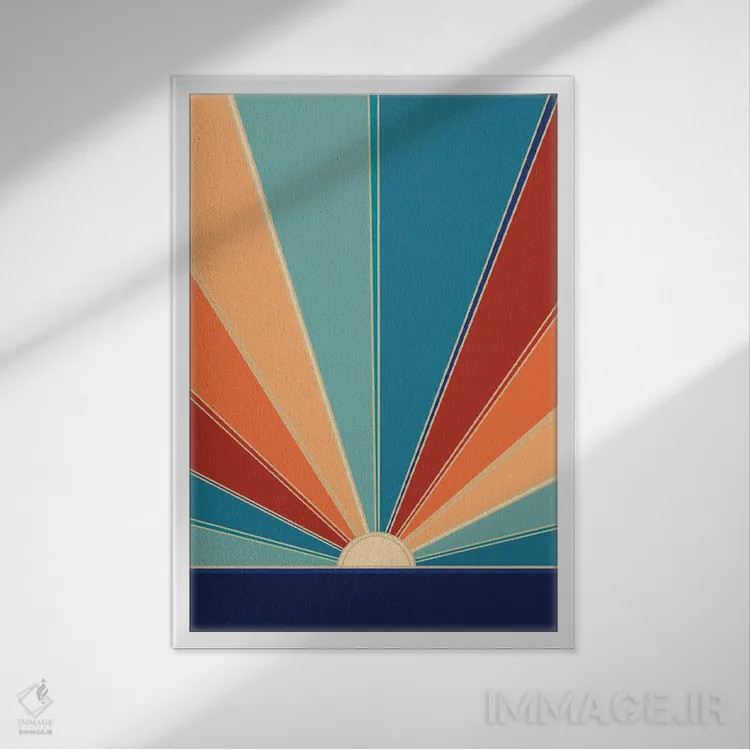 تابلو آفتاب تابستانی رترو براق I اثر هنر آنیتا و بلا - نمای قابدار سفید