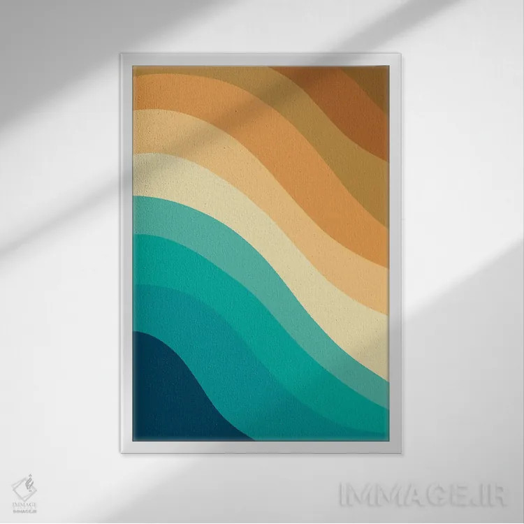 تابلو موج تابستانی رترو II اثر هنر آنیتا و بلا - نمای قابدار سفید