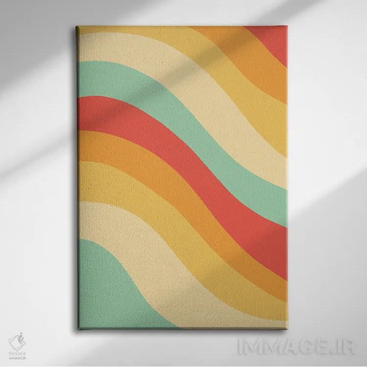 تابلو موج تابستانی رترو III اثر هنر آنیتا و بلا - نمای روبهرو روی دیوار