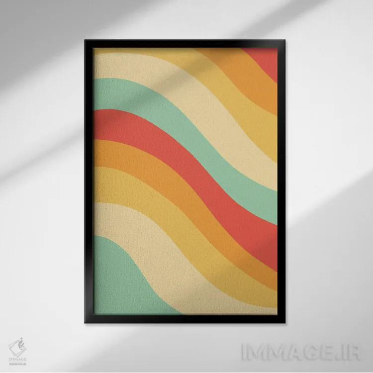 تابلو موج تابستانی رترو III اثر هنر آنیتا و بلا - نمای قابدار مشکی