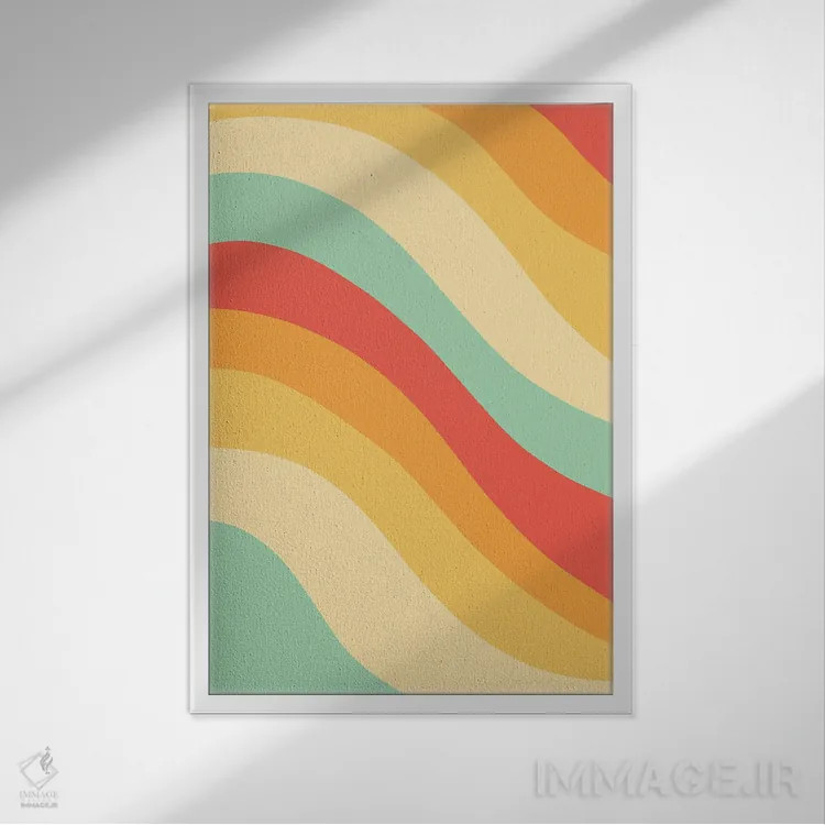 تابلو موج تابستانی رترو III اثر هنر آنیتا و بلا - نمای قابدار سفید