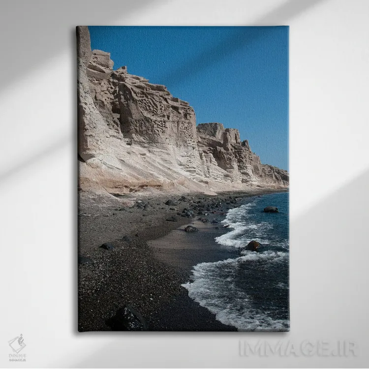 تابلو ساحل سانتورینی I اثر هنر آنیتا و بلا - نمای روبهرو روی دیوار