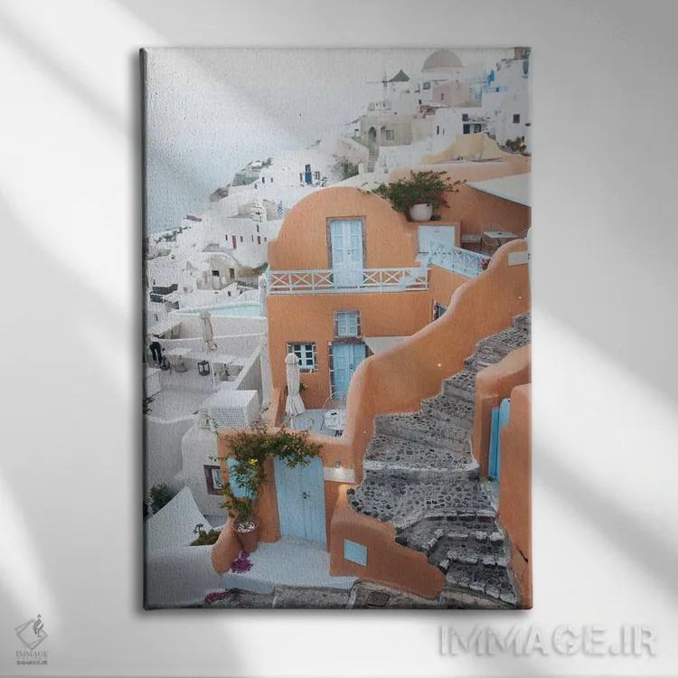 تابلو اویای سانتورینی IX (محلهای در سانتورینی) اثر هنر آنیتا و بلا - نمای روبهرو روی دیوار
