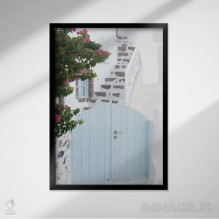 تابلو اویای سانتورینی IV (محلهای در سانتورینی) اثر هنر آنیتا و بلا - نمای قابدار مشکی