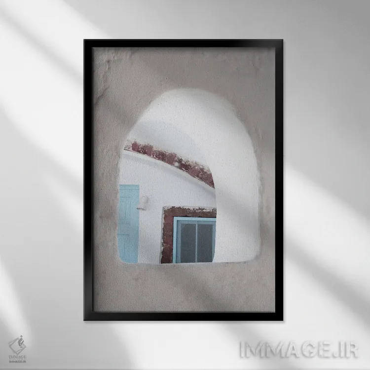 تابلو اویای سانتورینی VI (محلهای در سانتورینی) اثر هنر آنیتا و بلا - نمای قابدار مشکی