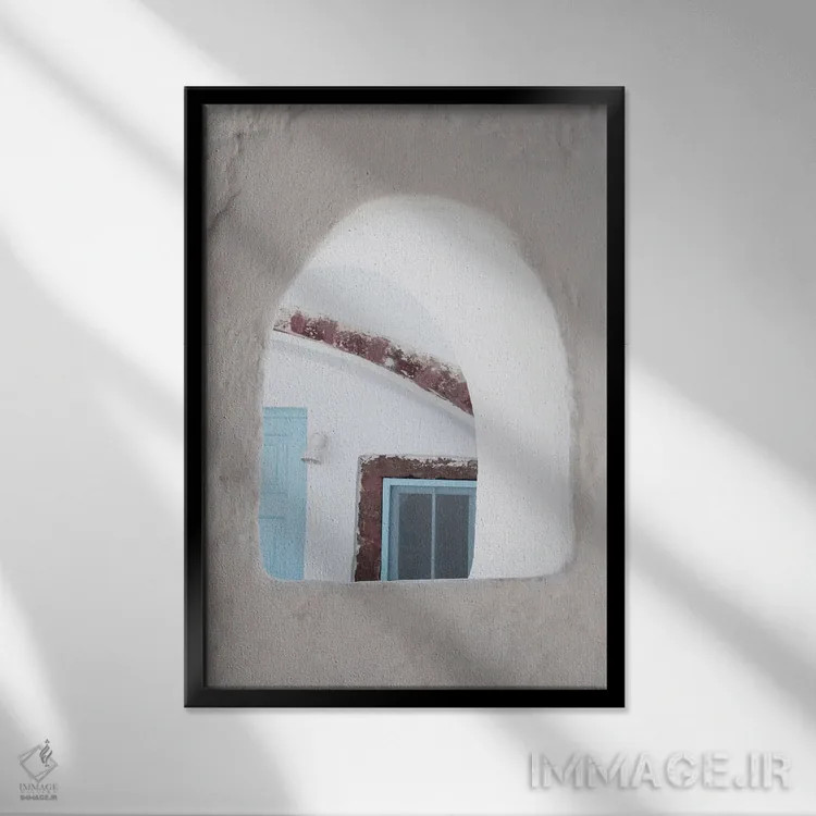 تابلو اویای سانتورینی VI (محلهای در سانتورینی) اثر هنر آنیتا و بلا - نمای قابدار مشکی