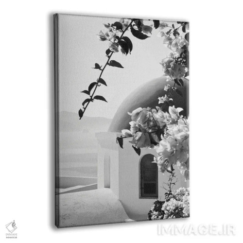 تابلو اویای سانتورینی سیاه و سفید III (محلهای در سانتورینی) اثر هنر آنیتا و بلا - نمای پرسپکتیو محصول