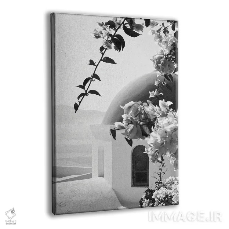 تابلو اویای سانتورینی سیاه و سفید III (محلهای در سانتورینی) اثر هنر آنیتا و بلا - نمای پرسپکتیو محصول