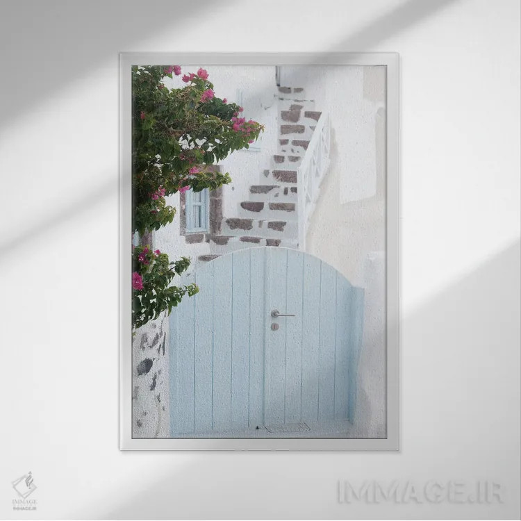 تابلو اویای سانتورینی IV (محلهای در سانتورینی) اثر هنر آنیتا و بلا - نمای قابدار سفید