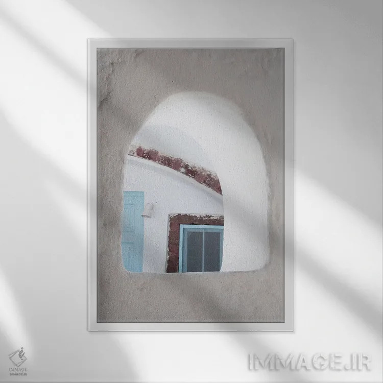 تابلو اویای سانتورینی VI (محلهای در سانتورینی) اثر هنر آنیتا و بلا - نمای قابدار سفید