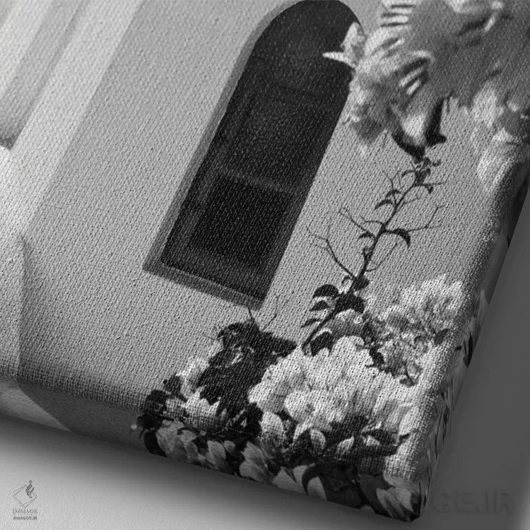 تابلو اویای سانتورینی سیاه و سفید III (محلهای در سانتورینی) اثر هنر آنیتا و بلا - نمای نزدیک بافت بوم