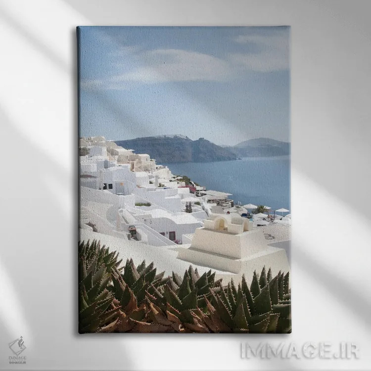 تابلو سرخوشی اویای سانتورینی I (محلهای در سانتورینی) اثر هنر آنیتا و بلا - نمای روبهرو روی دیوار