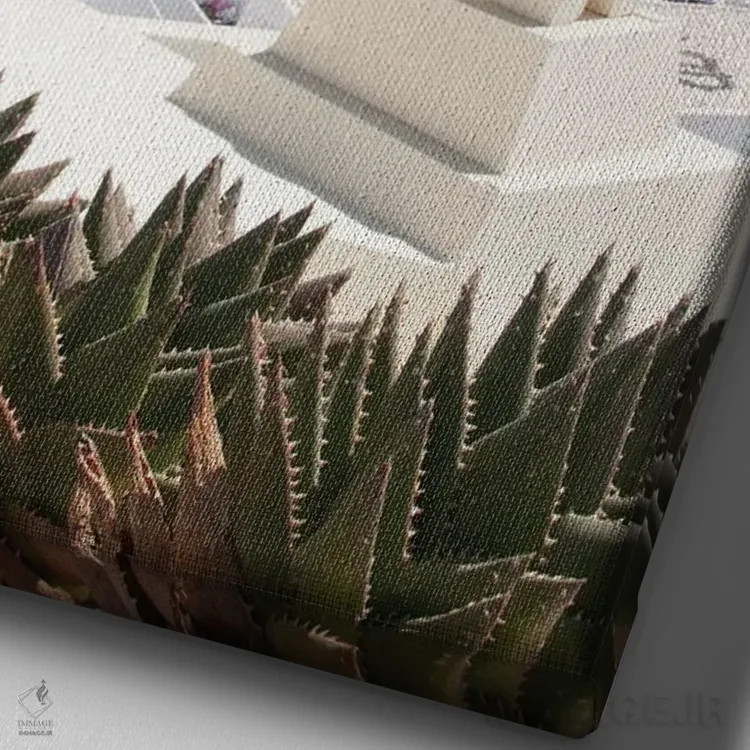 تابلو سرخوشی اویای سانتورینی I (محلهای در سانتورینی) اثر هنر آنیتا و بلا - نمای نزدیک بافت بوم