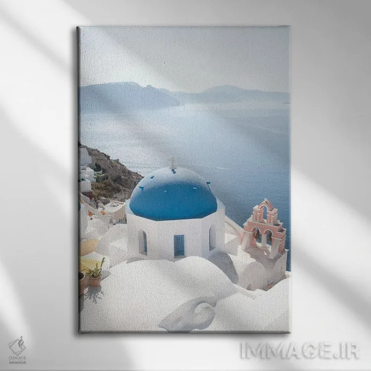 تابلو سرخوشی اویای سانتورینی II (محلهای در سانتورینی) اثر هنر آنیتا و بلا - نمای روبهرو روی دیوار