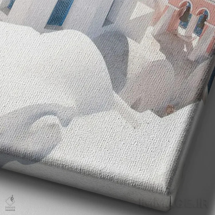 تابلو سرخوشی اویای سانتورینی II (محلهای در سانتورینی) اثر هنر آنیتا و بلا - نمای نزدیک بافت بوم