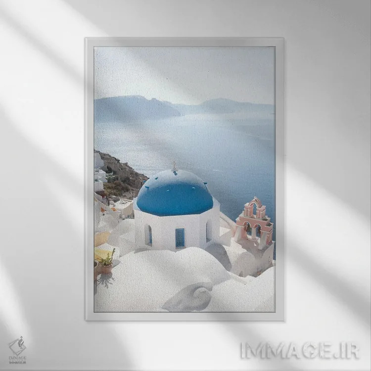 تابلو سرخوشی اویای سانتورینی II (محلهای در سانتورینی) اثر هنر آنیتا و بلا - نمای قابدار سفید