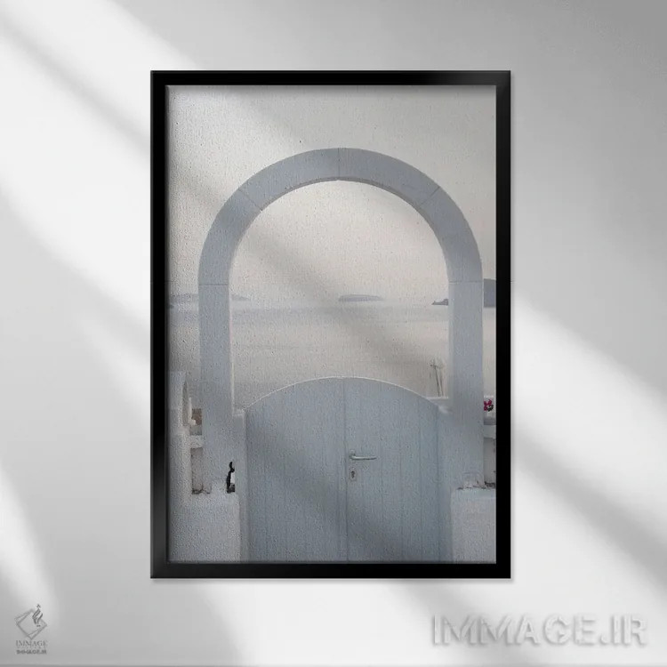 تابلو دروازهٔ اویای سانتورینی I (محلهای در سانتورینی) اثر هنر آنیتا و بلا - نمای قابدار مشکی