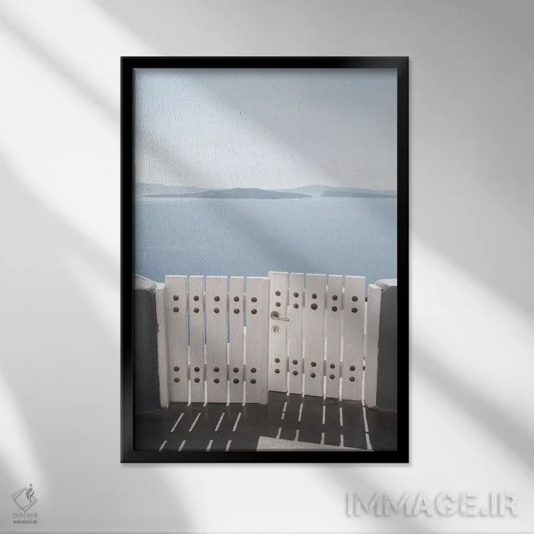 تابلو سرخوشی اویای سانتورینی III (محلهای در سانتورینی) اثر هنر آنیتا و بلا - نمای قابدار مشکی