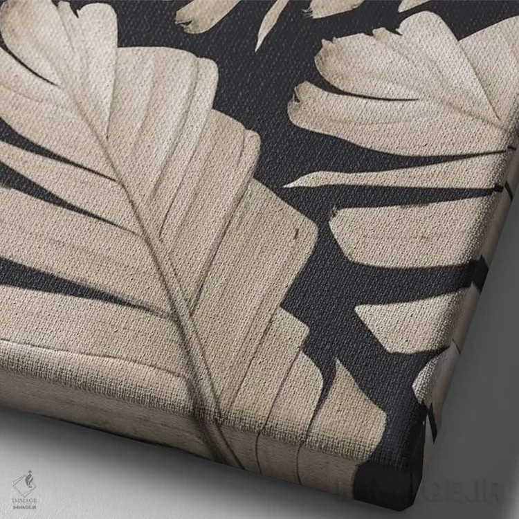 تابلو رویای برگ موز سپیا I (سپیا: رنگ قهوهای متمایل به قرمز) اثر هنر آنیتا و بلا - نمای نزدیک بافت بوم