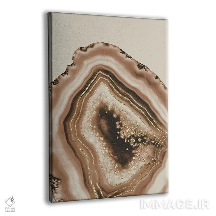 تابلو آگات قهوهای ملایم با ورقه طلایی براق I اثر هنر آنیتا و بلا - نمای پرسپکتیو محصول