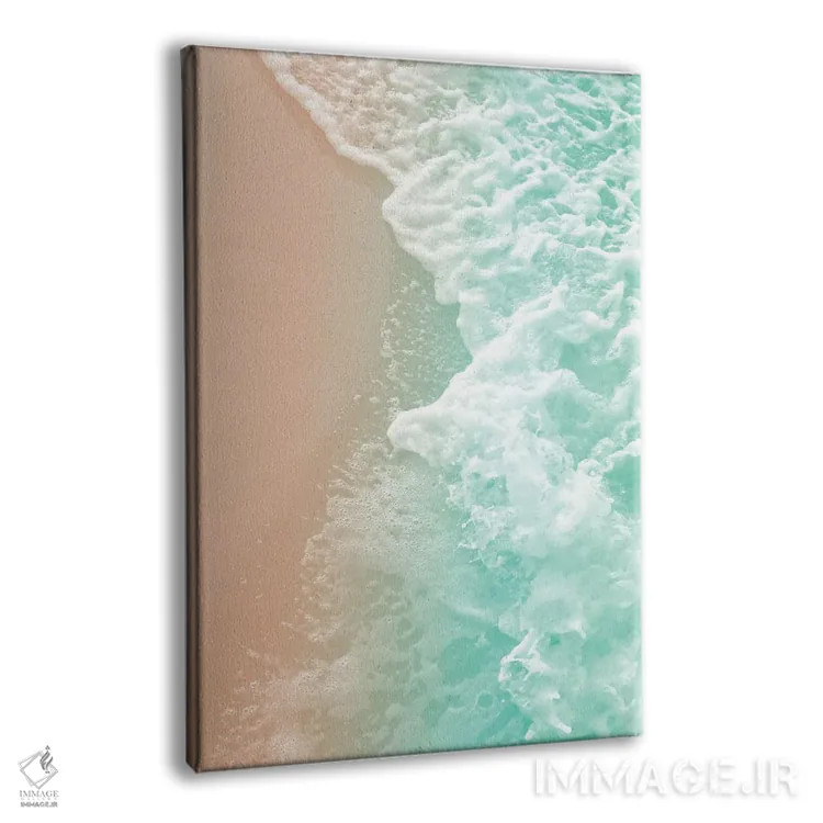 تابلو زیبایی اقیانوس بژ و زمردی ملایم I اثر هنر آنیتا و بلا - نمای پرسپکتیو محصول