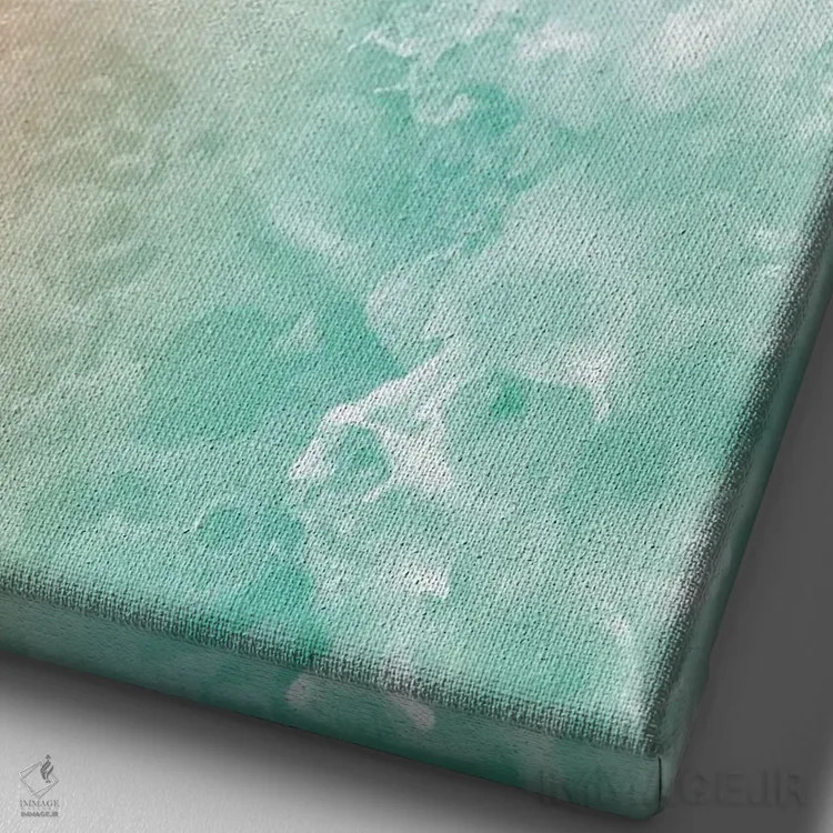 تابلو زیبایی اقیانوس بژ و زمردی ملایم I اثر هنر آنیتا و بلا - نمای نزدیک بافت بوم