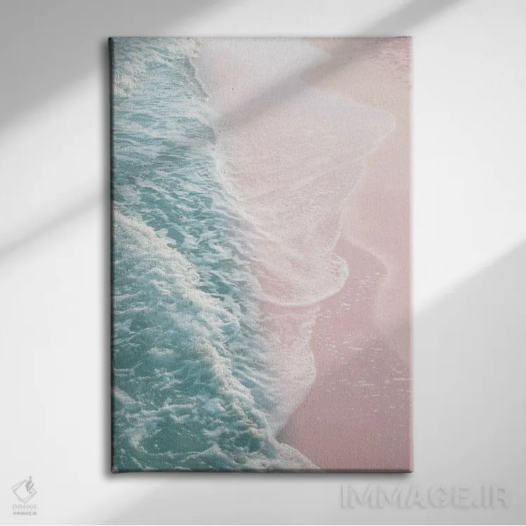 تابلو رویای امواج اقیانوس I با انعکاس سبزآبی ملایم و رنگ گونه اثر هنر آنیتا و بلا - نمای روبهرو روی دیوار